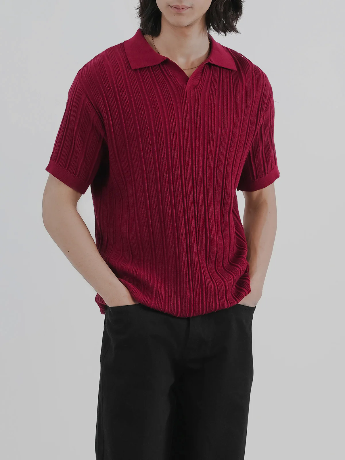 "DAMIEN" Regular Fit Knitted Polo Shirt - Image 2