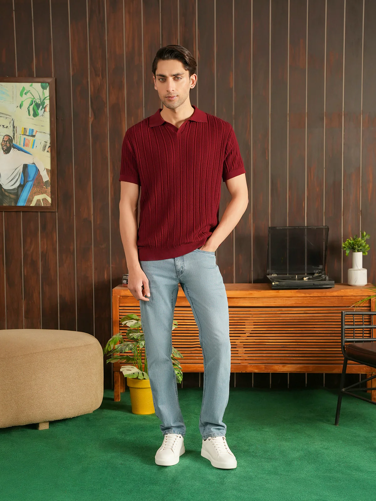 "DAMIEN" Regular Fit Knitted Polo Shirt - Image 3