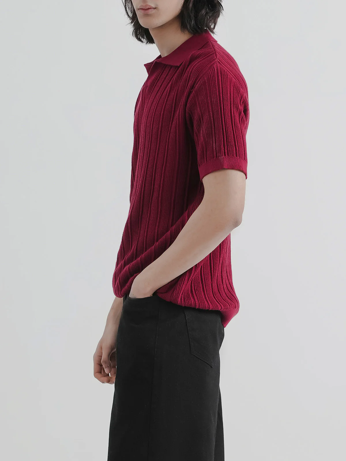 "DAMIEN" Regular Fit Knitted Polo Shirt - Image 4