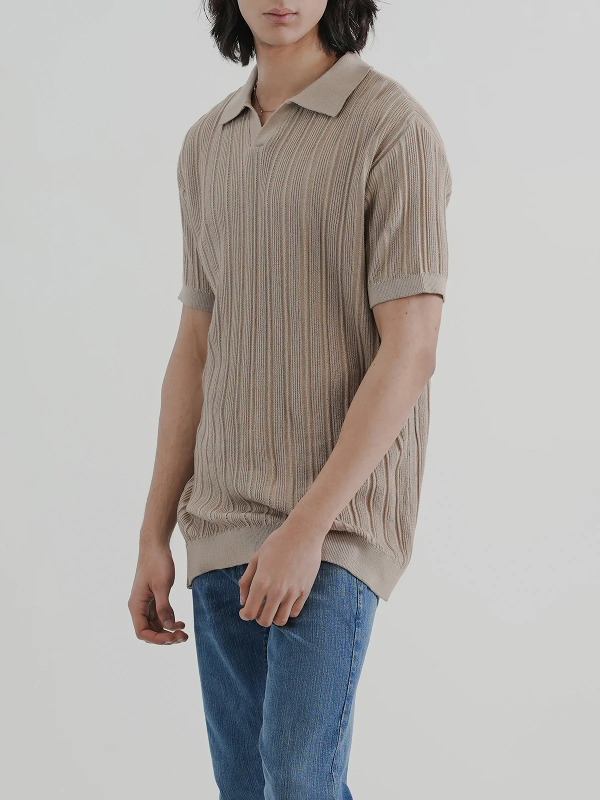 "DAMIEN" Regular Fit Knitted Polo Shirt - Image 4