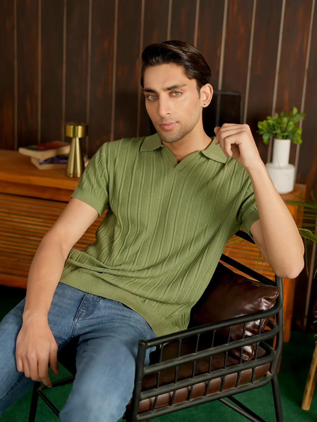 "DAMIEN" Regular Fit Knitted Polo Shirt - Image 6