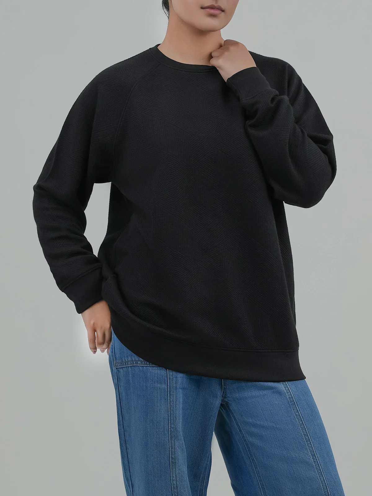 "DEMETER" Textured Fleece Sweatshirt
