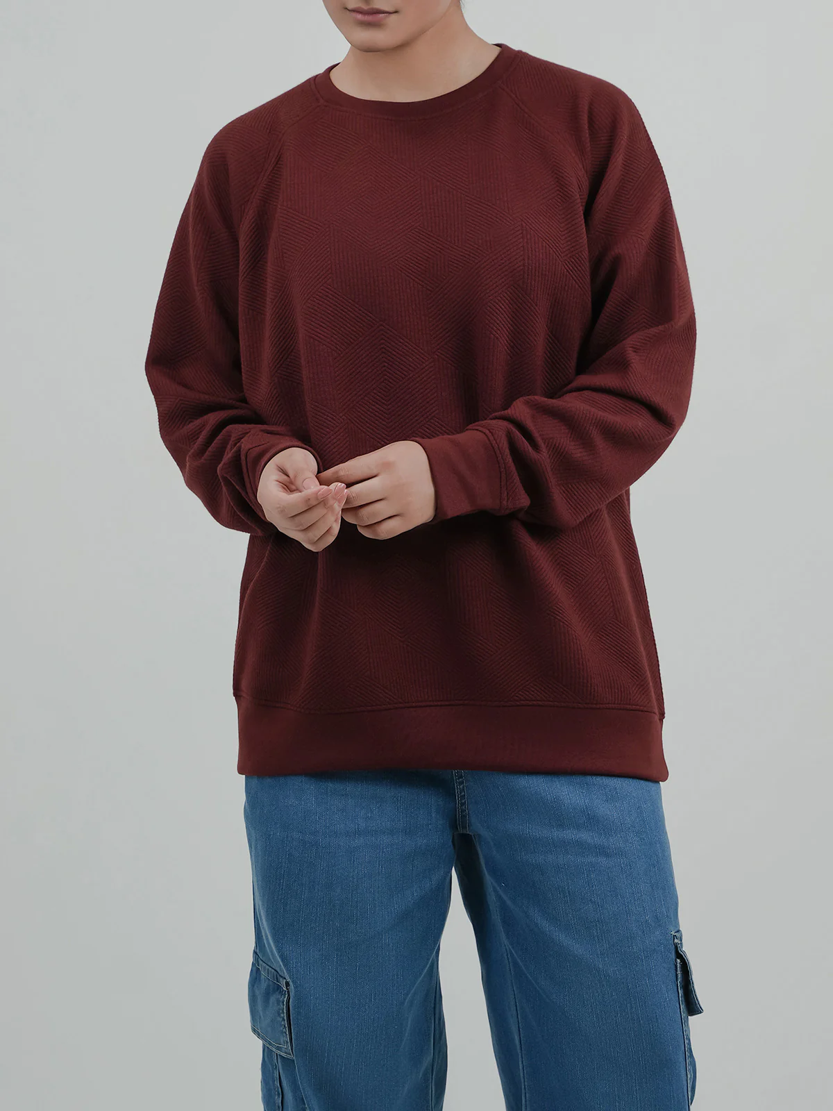 "DEMETER" Textured Fleece Sweatshirt