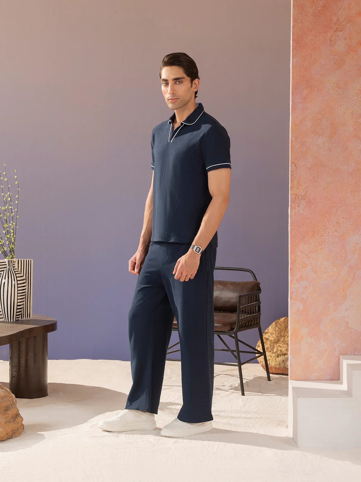 "DENIZ" Regular Fit Jacquard Co Ord Set - Image 2