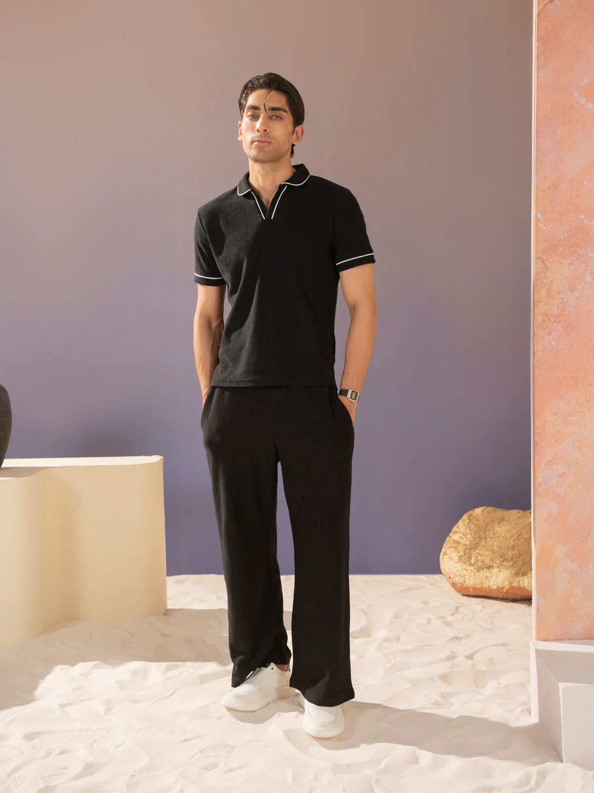 "DENIZ" Regular Fit Jacquard Co Ord Set - Image 2