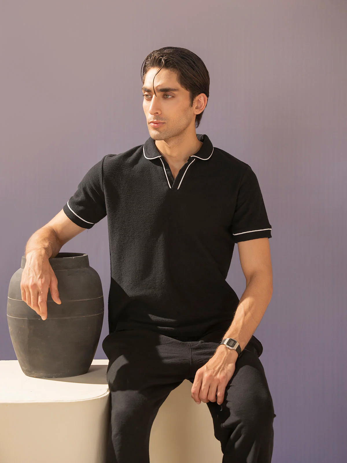 "DENIZ" Regular Fit Jacquard Co Ord Set - Image 5