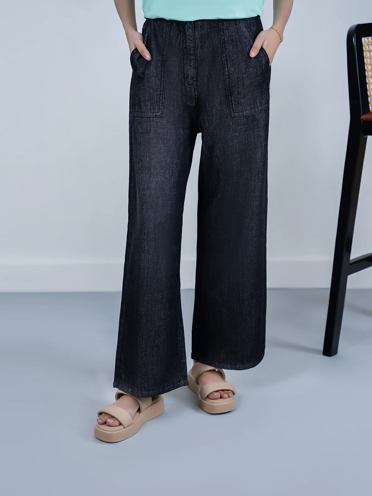 "DHIREN" Classic Wide Leg Denim Pant