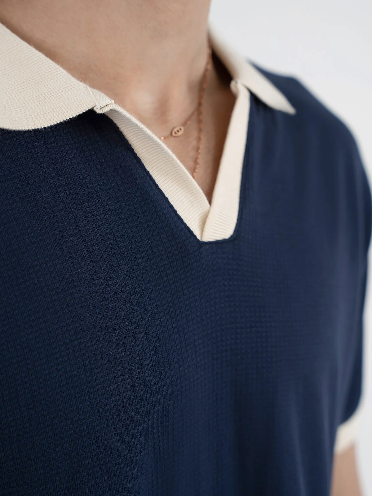 "DITYA" Drop Shoulder Jacquard Polo Shirt - Image 5