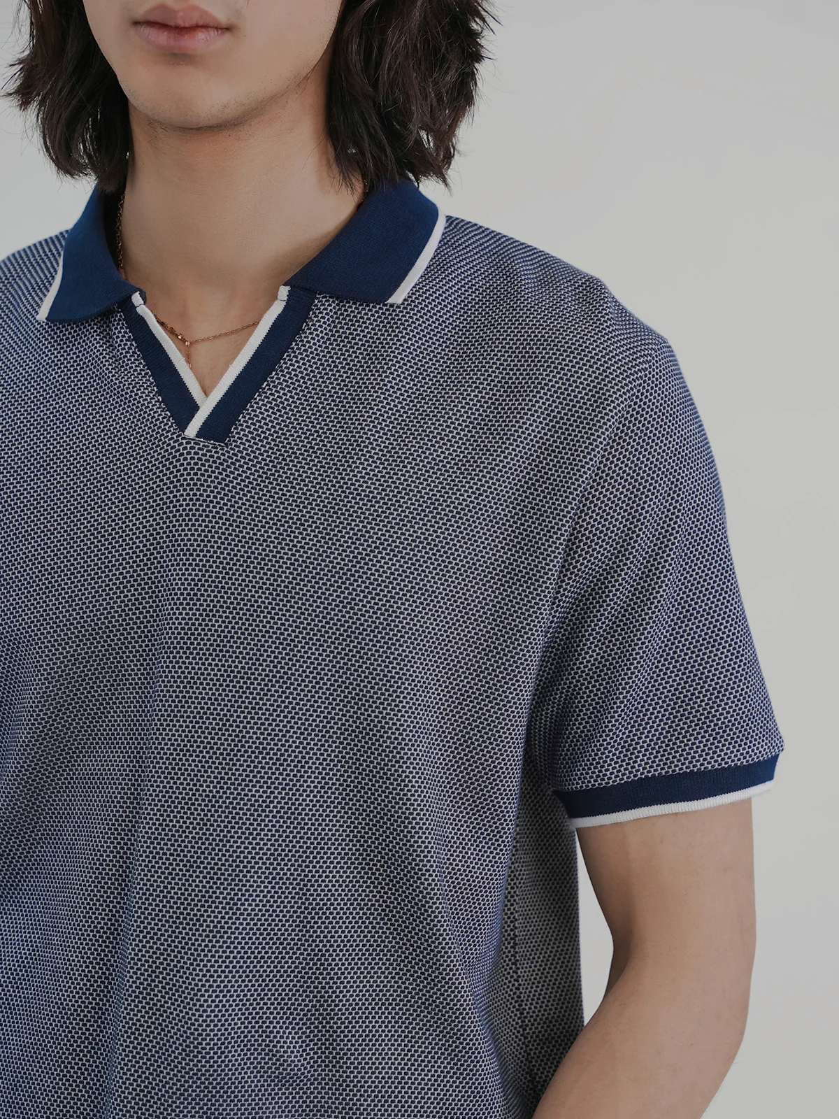 "ELISE" Regular Textured Pique Polo Shirt - Image 7