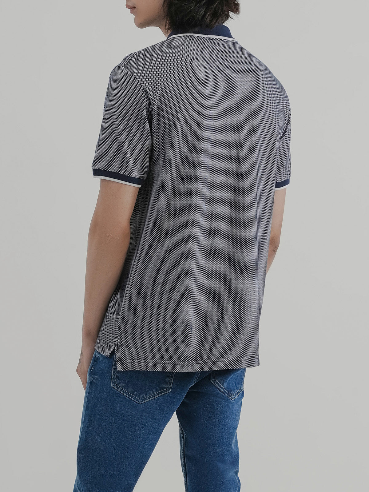 "ELISE" Regular Textured Pique Polo Shirt - Image 8