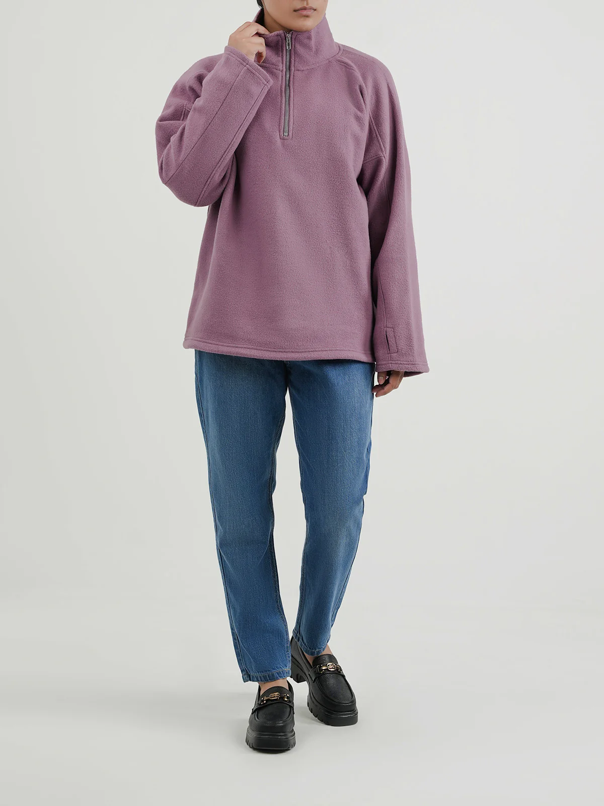 "EOWYN" Half Zipper Fleece Sweatshirt - Image 2
