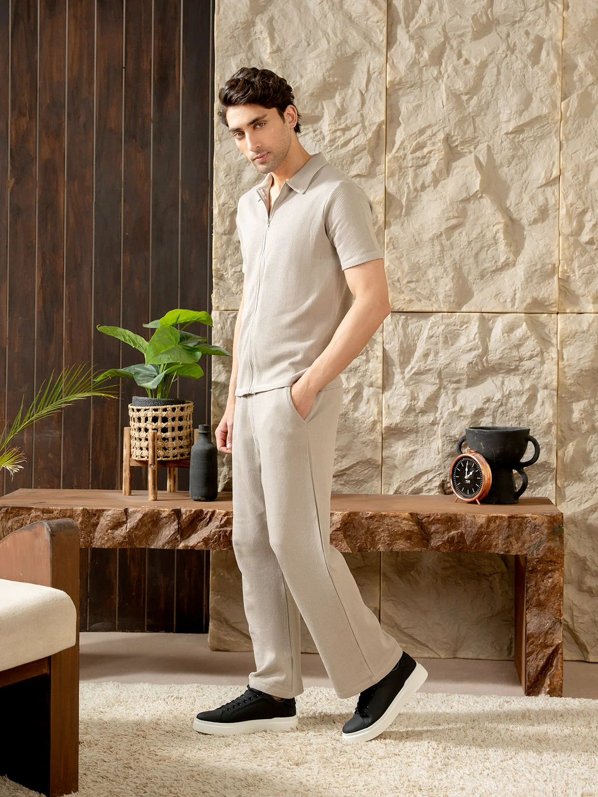 "ERNEST" Regular Fit Jacquard Co Ord Set - Image 2