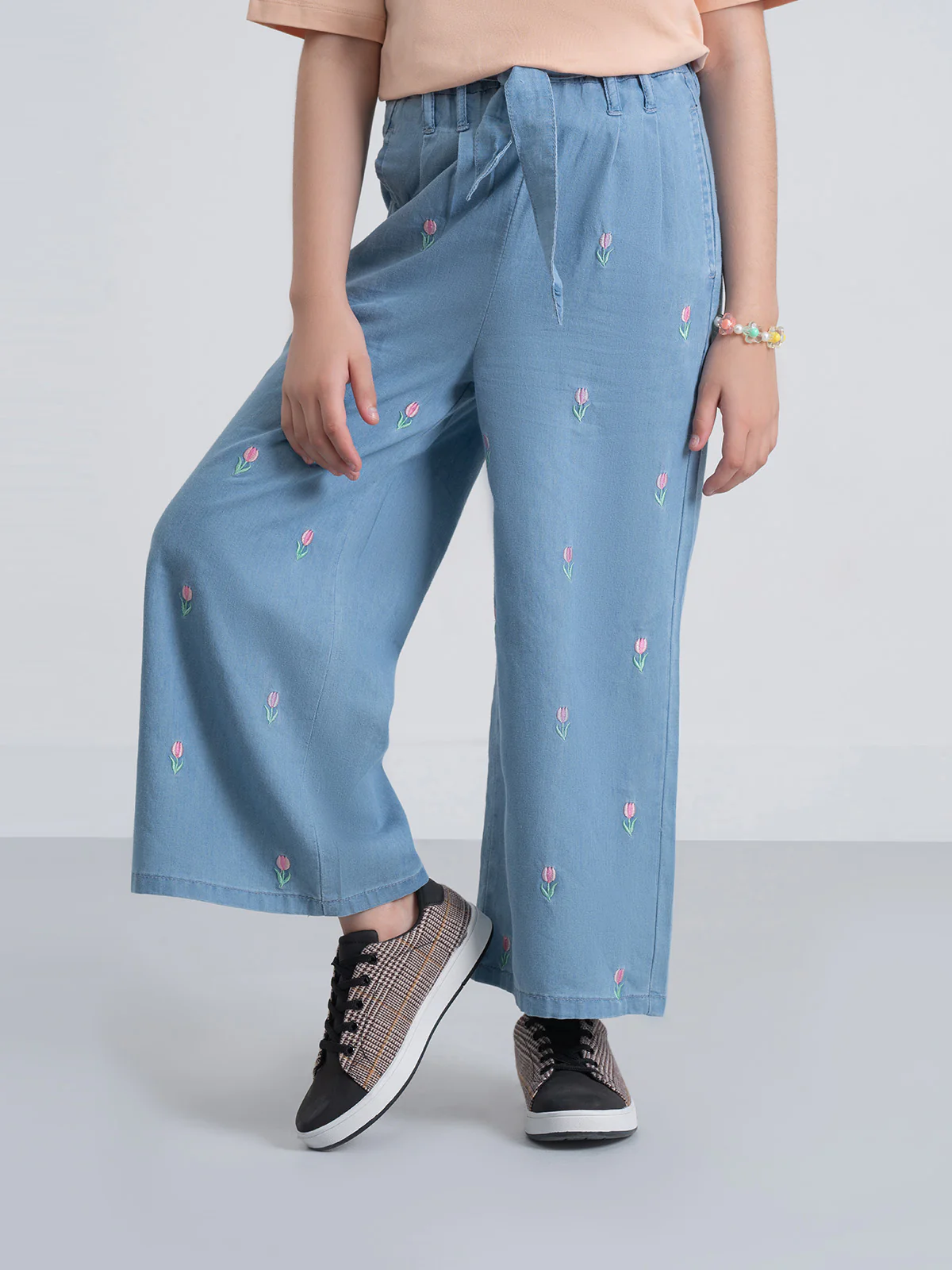"EVIANA" Classic Plazo Fit Denim Pant