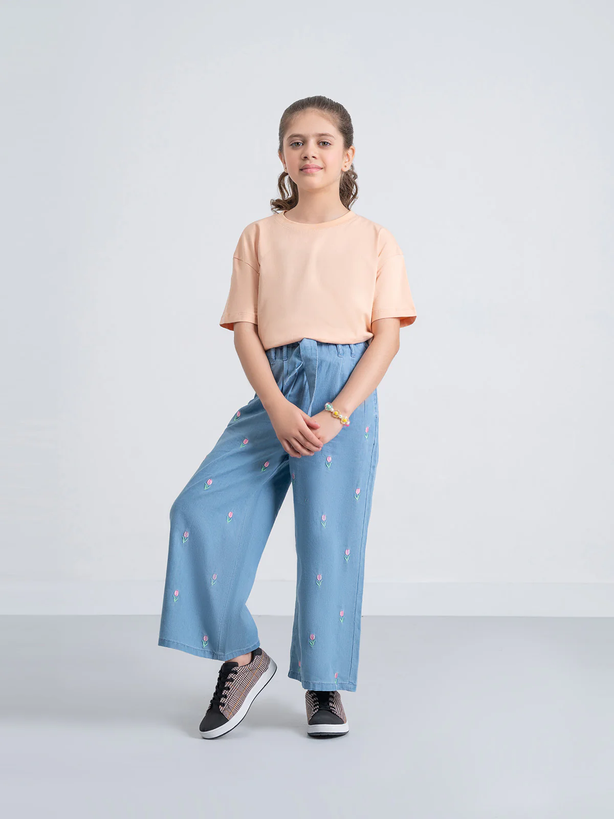 "EVIANA" Classic Plazo Fit Denim Pant - Image 2