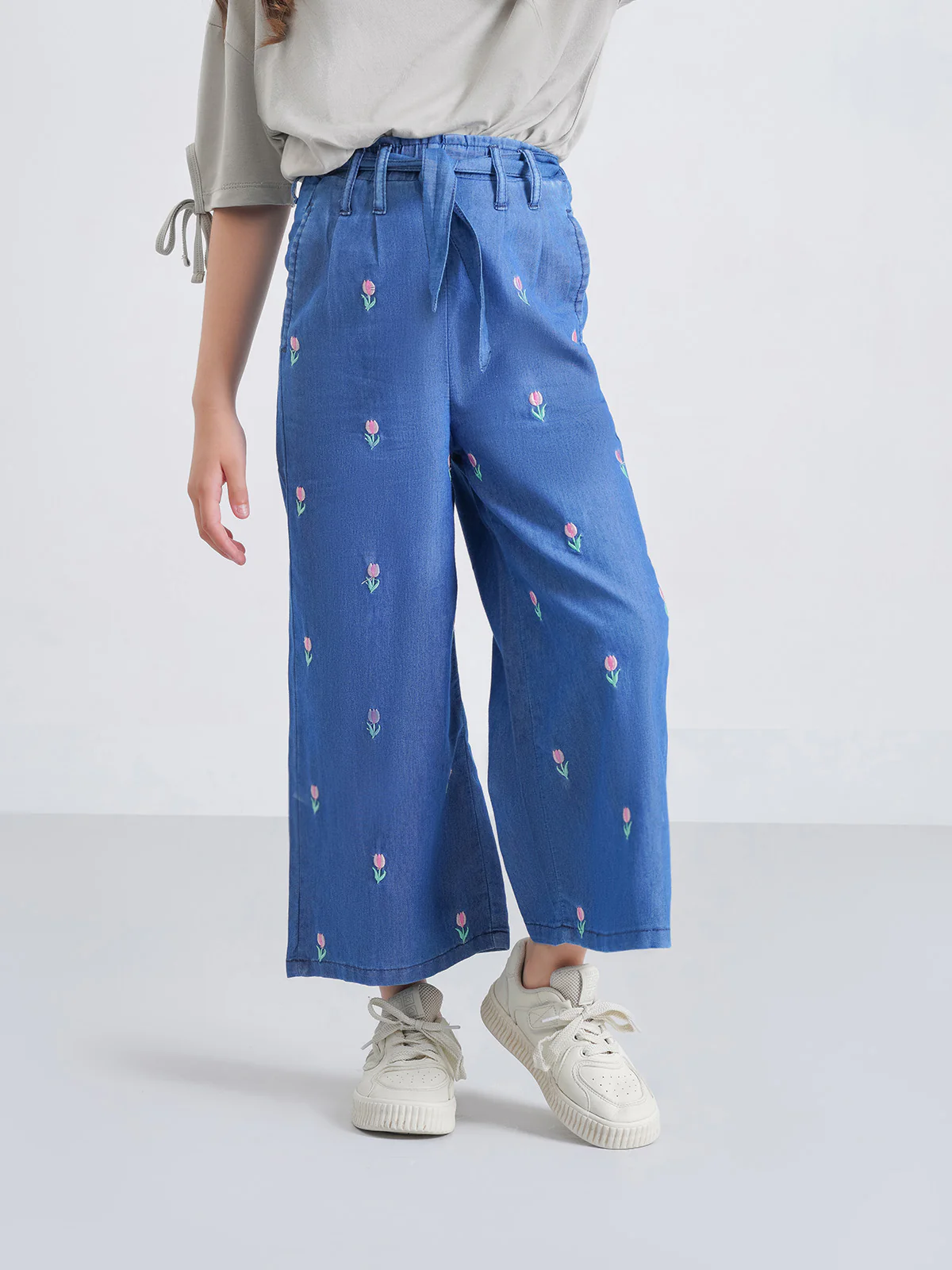 "EVIANA" Classic Plazo Fit Denim Pant - Image 2