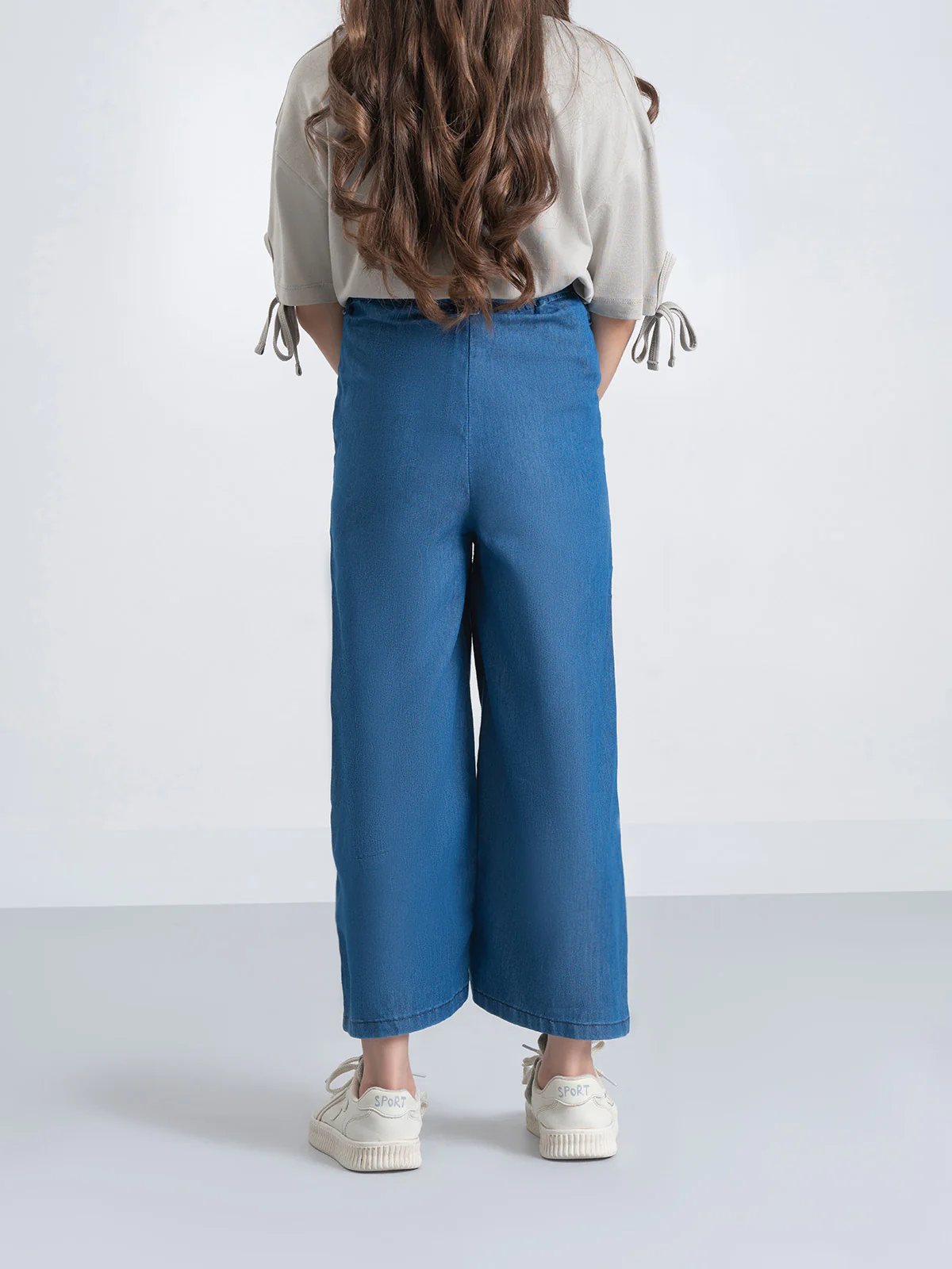"EVIANA" Classic Plazo Fit Denim Pant - Image 4