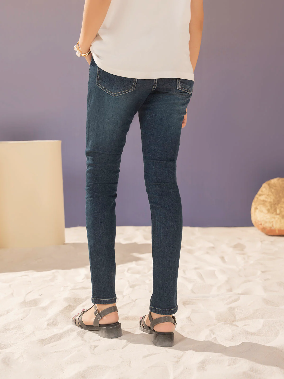 "FLAVIO" Solid Slim Fit Denim Pant - Image 4