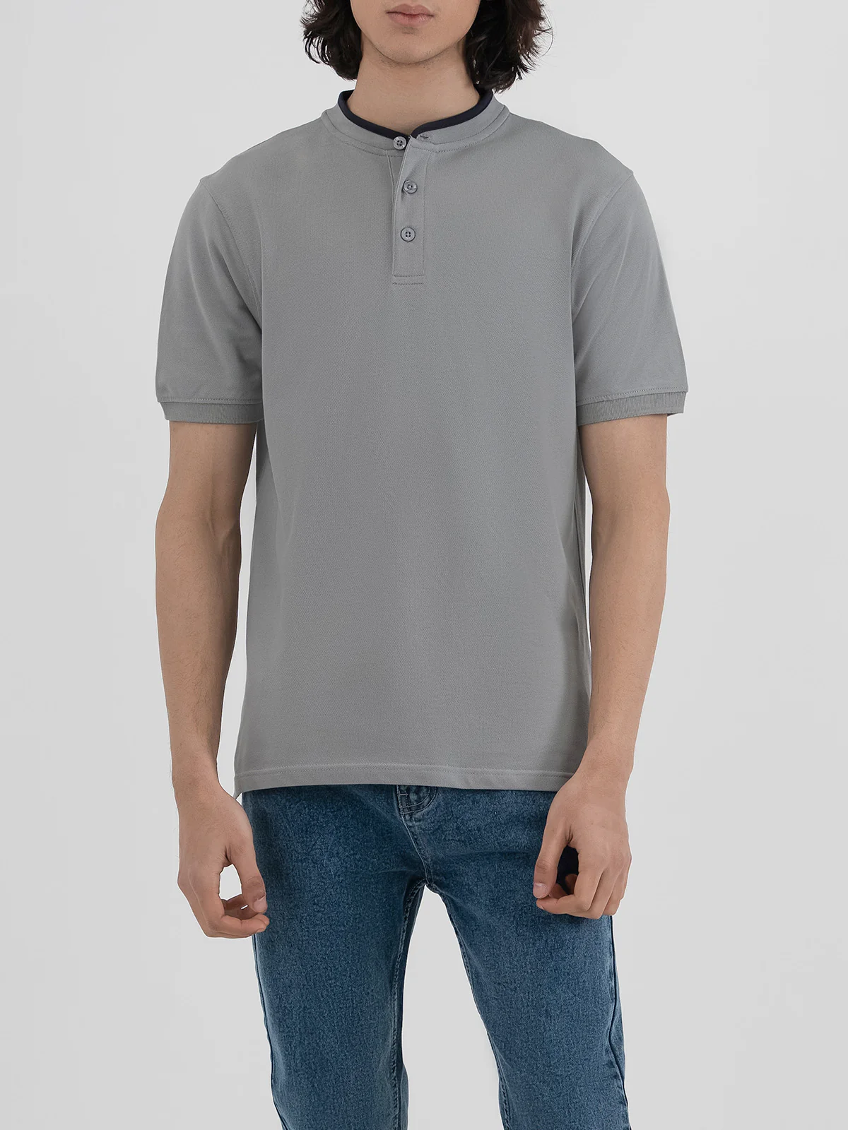 "GIOVAN" Ban Collar Pique Polo Shirt - Image 2
