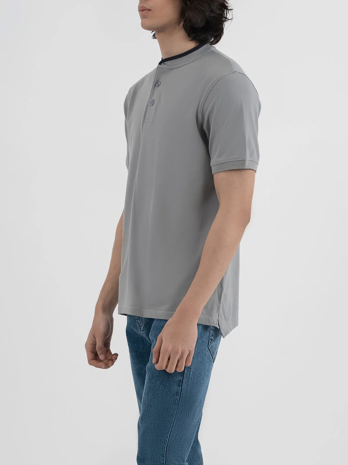 "GIOVAN" Ban Collar Pique Polo Shirt - Image 4