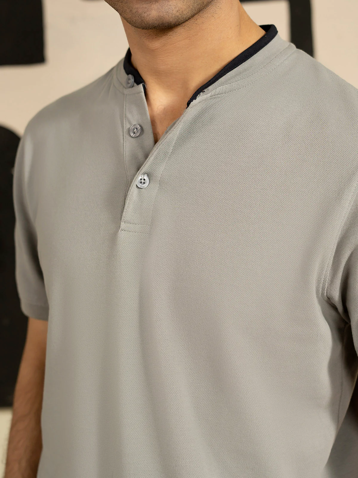 "GIOVAN" Ban Collar Pique Polo Shirt - Image 9