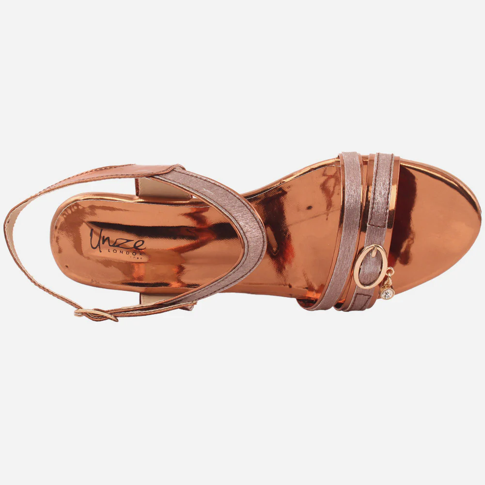 Girls "Lauren" Bright Block Heel Sandals - Image 4