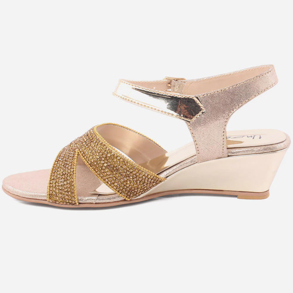 Grils"Jeena"Low heel sparkle Sandals - Image 3