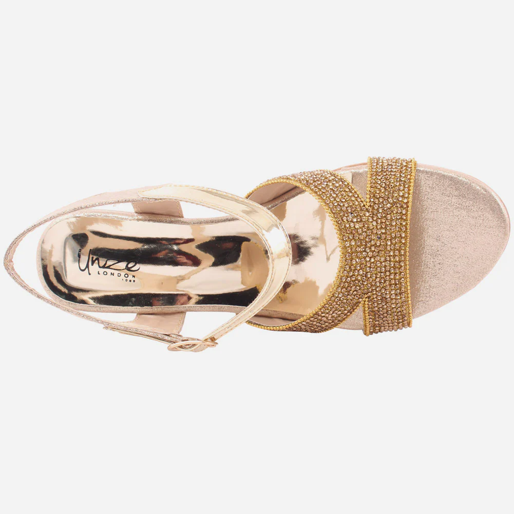 Grils"Jeena"Low heel sparkle Sandals - Image 4