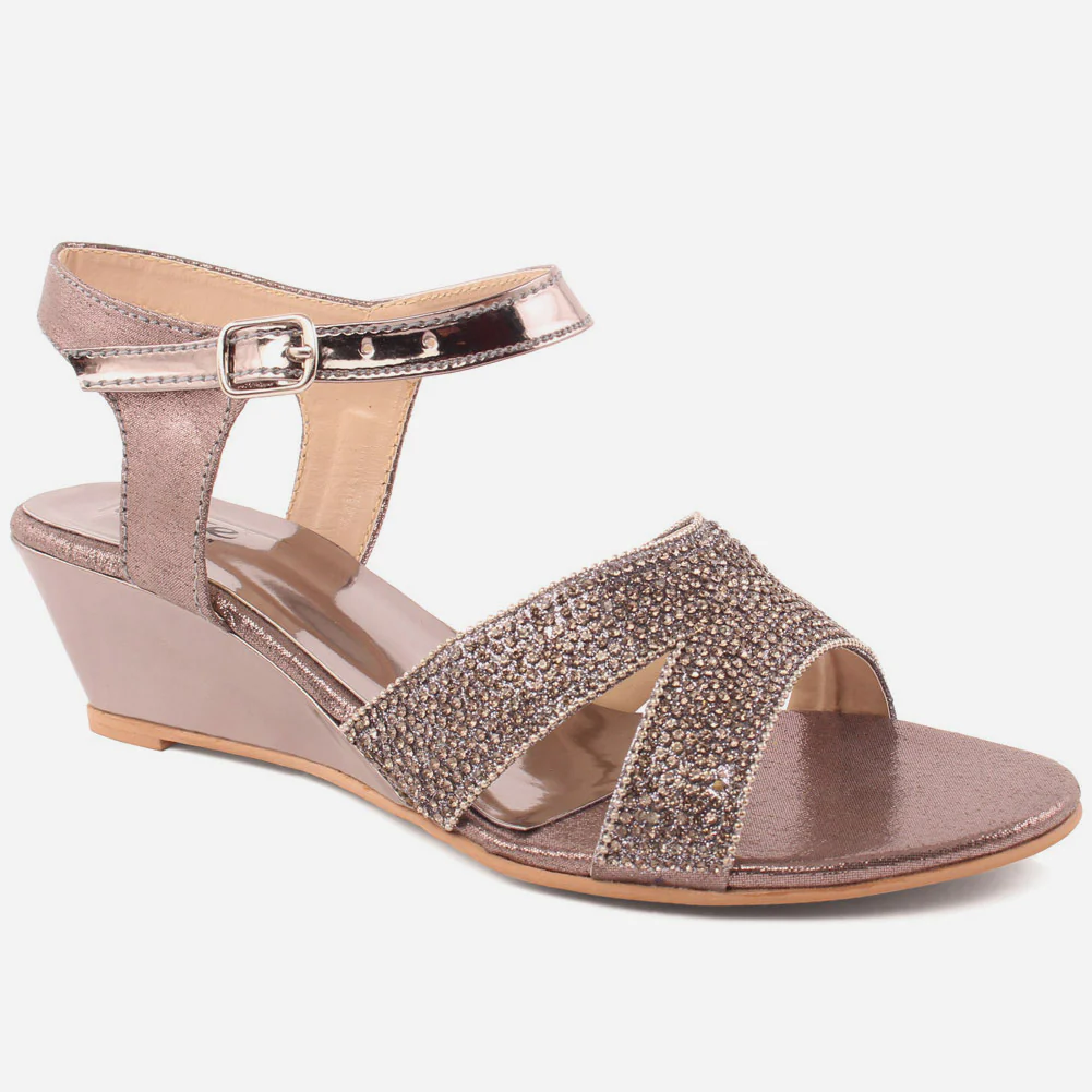 Grils"Jeena"Low heel sparkle Sandals