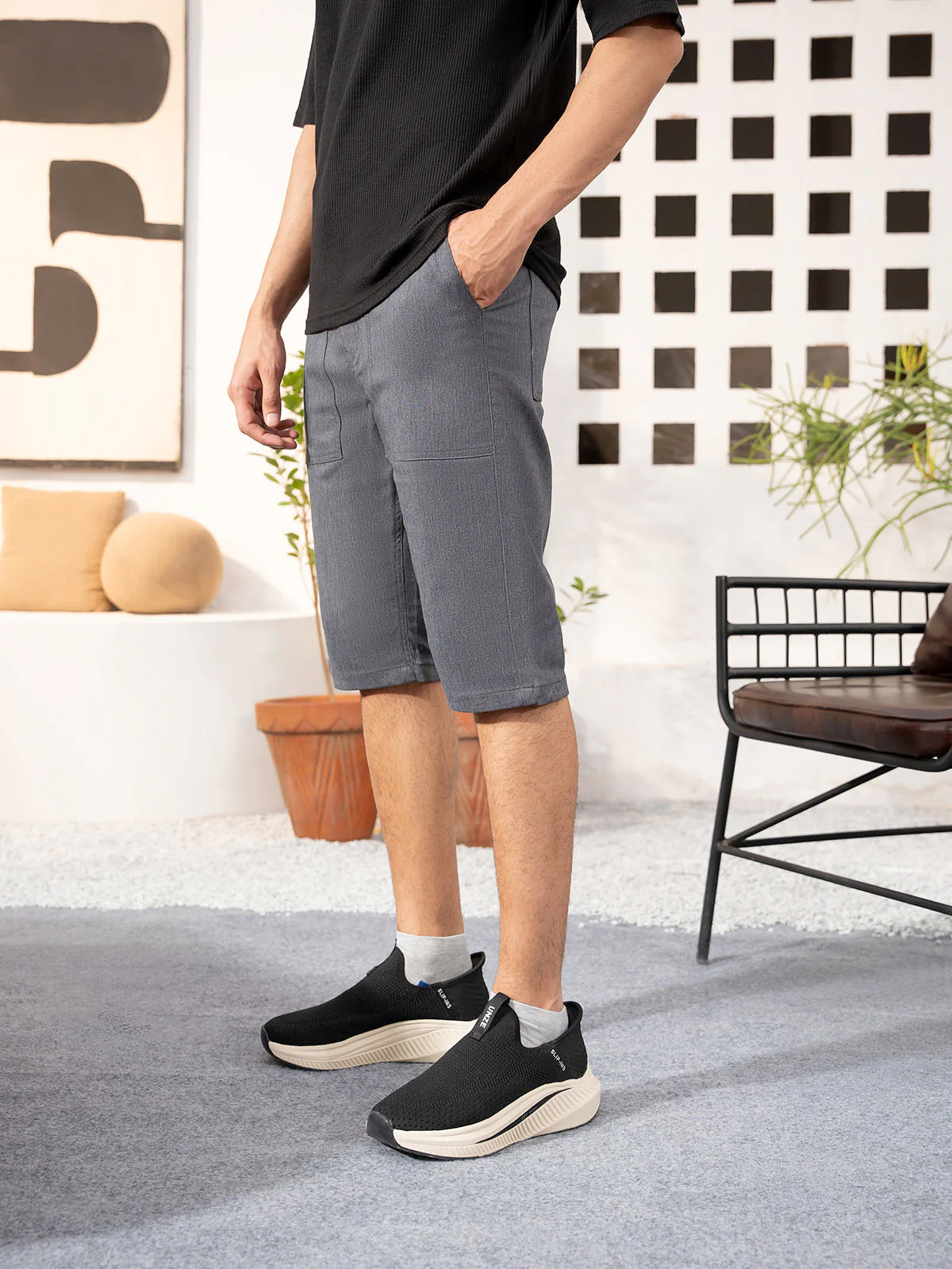 "HANSEL" Solid Regular Fit Cotton Short