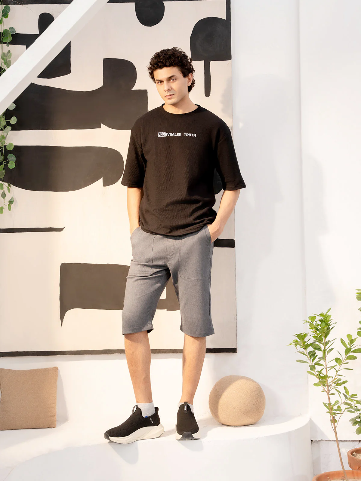"HANSEL" Solid Regular Fit Cotton Short - Image 2
