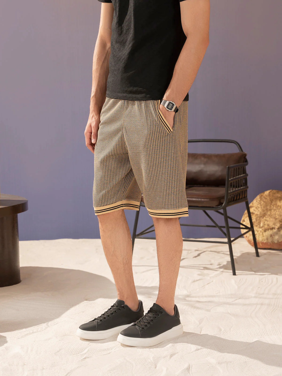 "HARLAN" Regular Fit Jacquard Short - Image 3