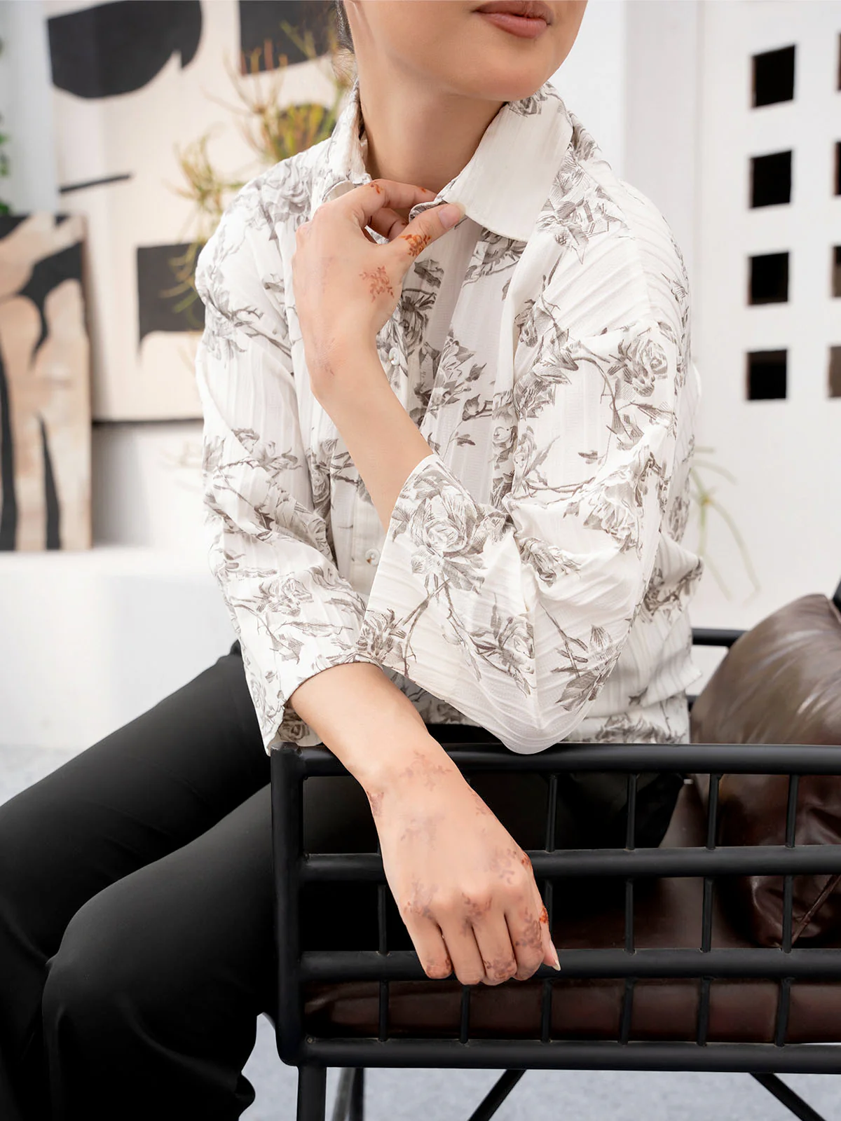 "HELEN" Casual Regular Fit Cotton Top - Image 3