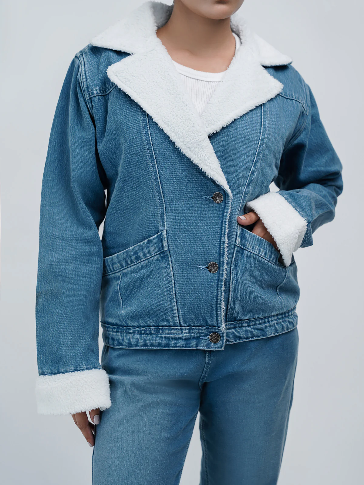 "HIKARU" Sherpa Lining Denim Jacket - Image 2
