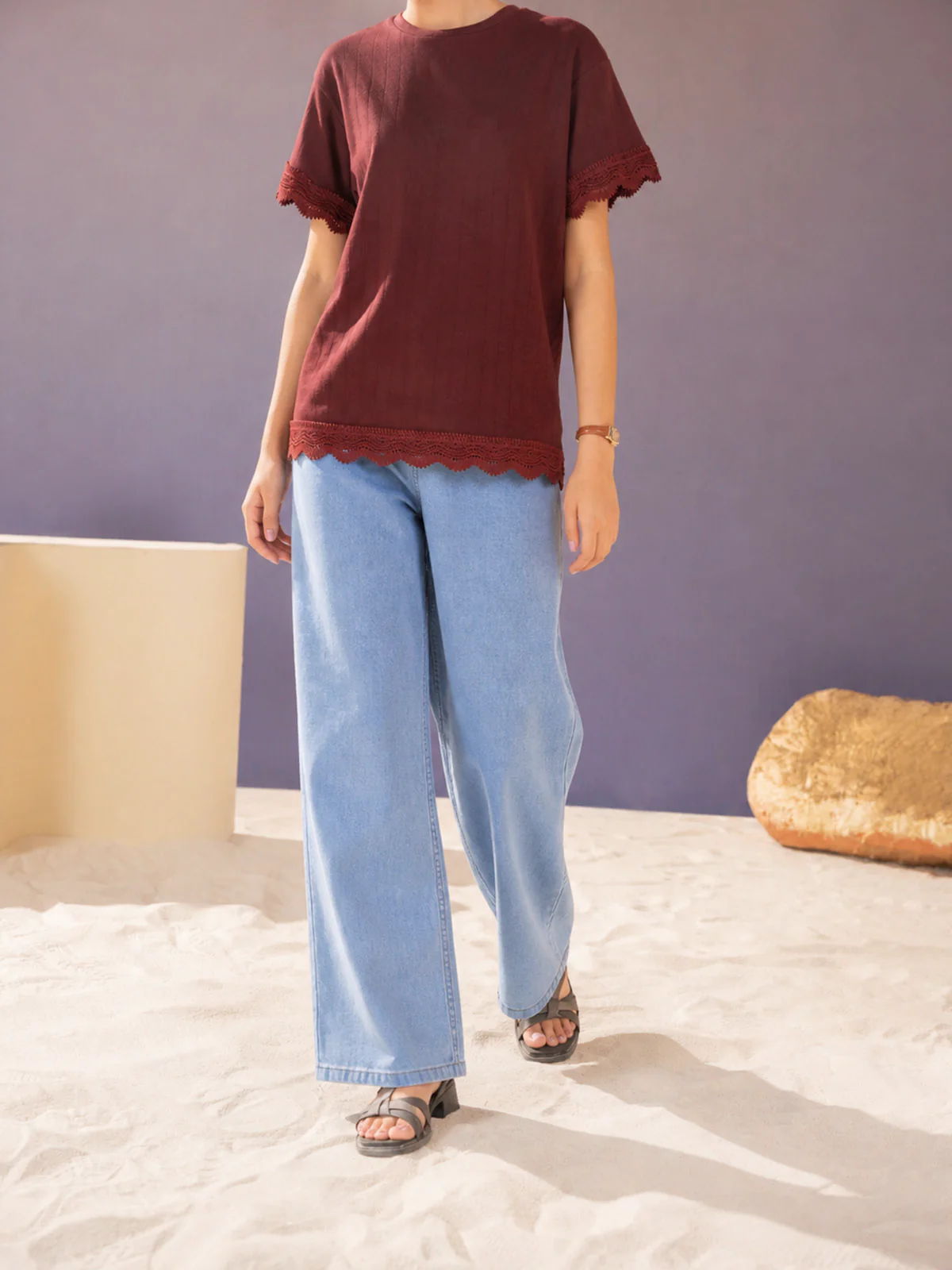 "HYZIN" Wide Leg Denim Pant - Image 2