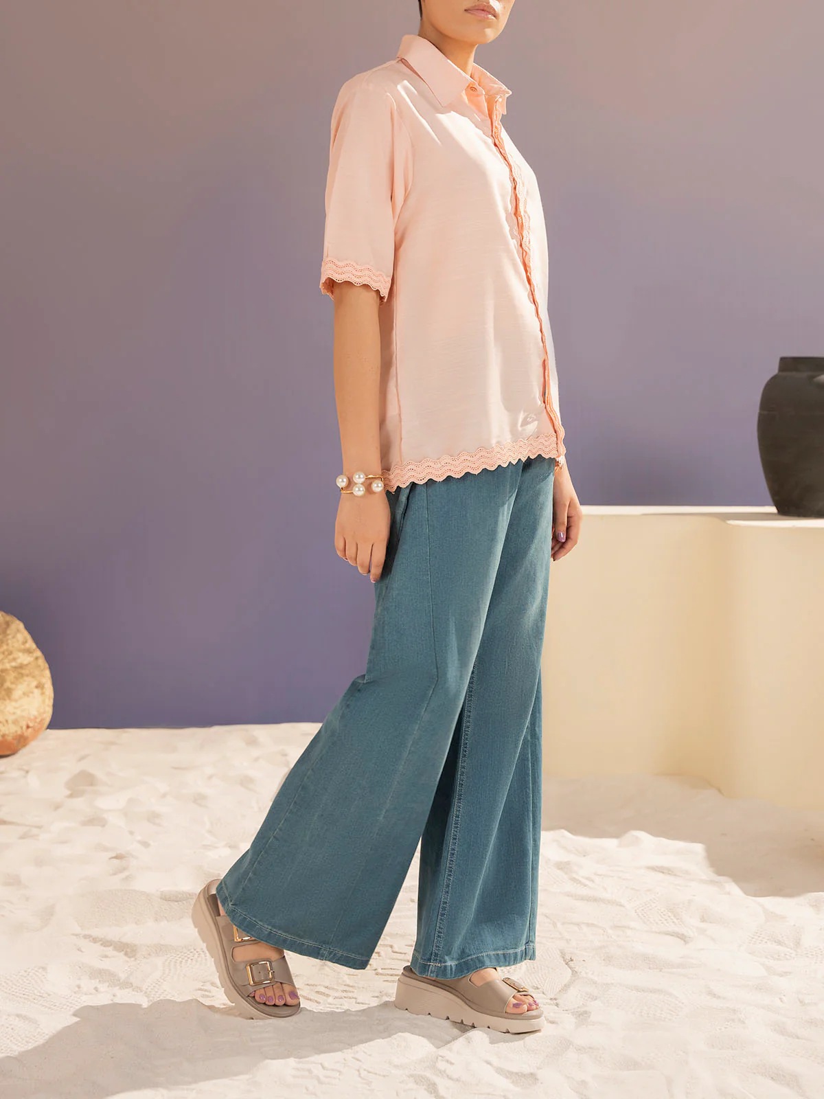 "HYZIN" Wide Leg Denim Pant - Image 2