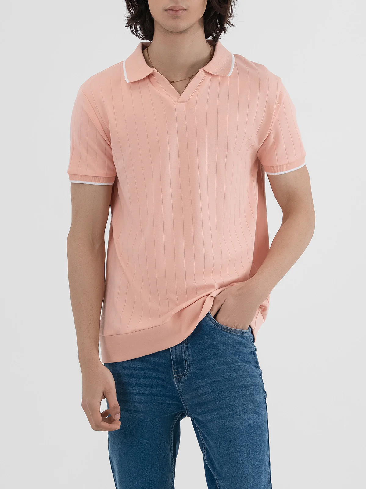 "JACQUE" Regular Fit Textured Polo Shirt - Image 2