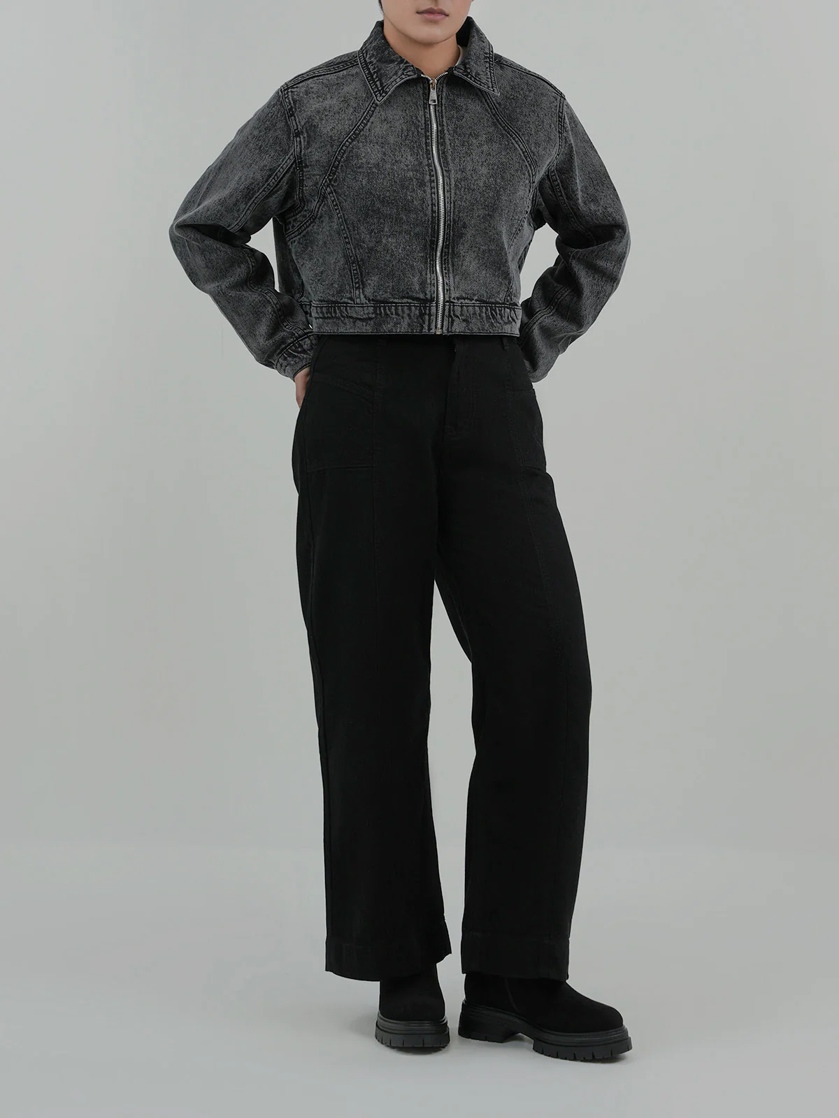 "KAWEHI" Trendy Cropped Denim Jacket - Image 2