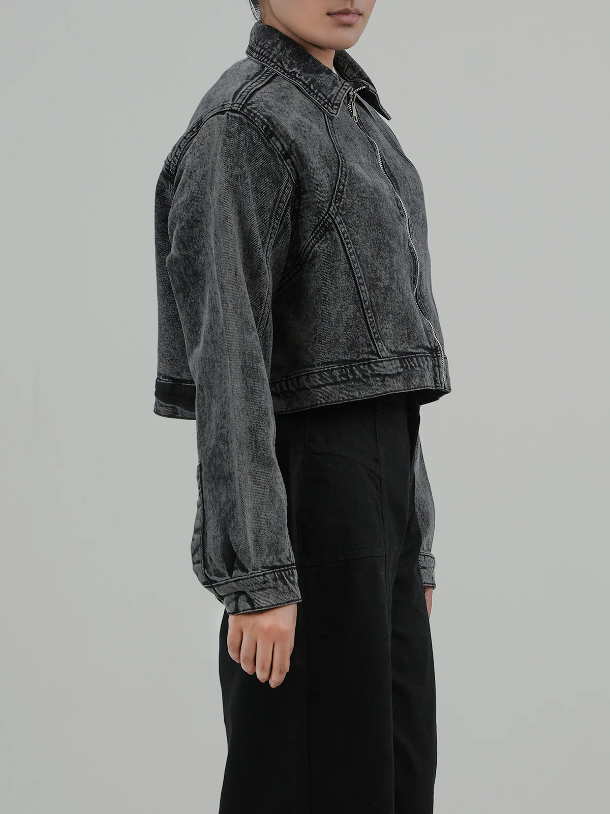 "KAWEHI" Trendy Cropped Denim Jacket - Image 3