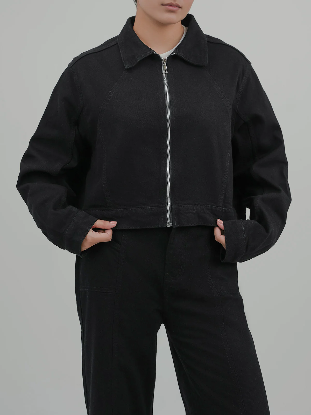 "KAWEHI" Trendy Cropped Denim Jacket