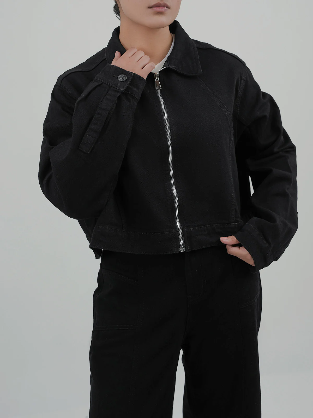"KAWEHI" Trendy Cropped Denim Jacket - Image 4