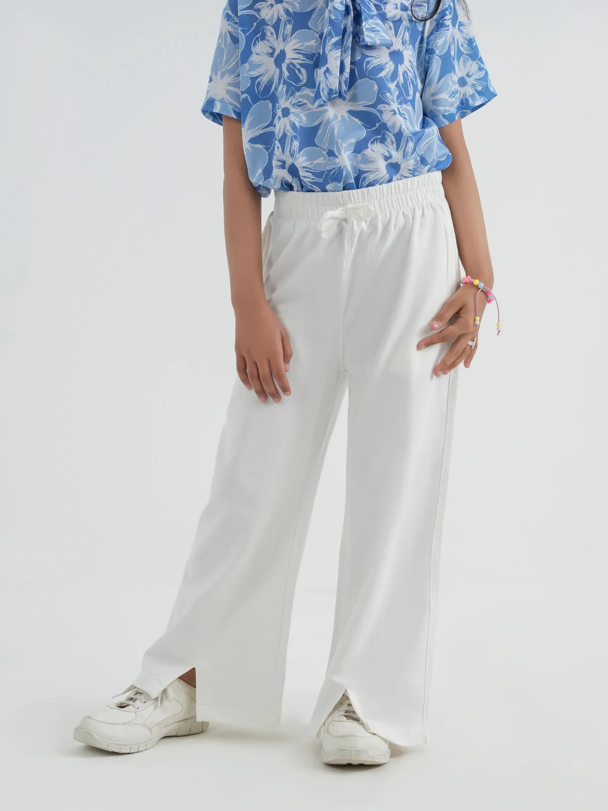 "KEZIA" Solid Terry Knit Plazo Trouser