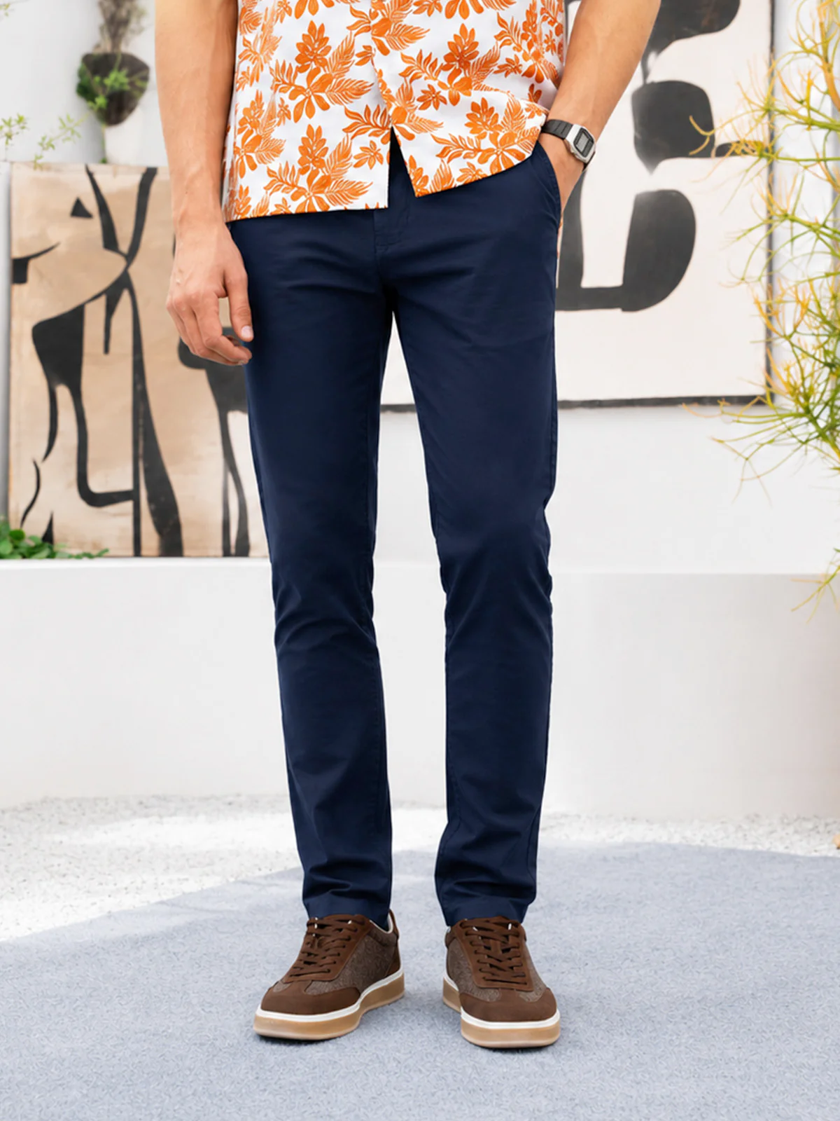 "KOHEN" Solid Slim Fit Twill Chino