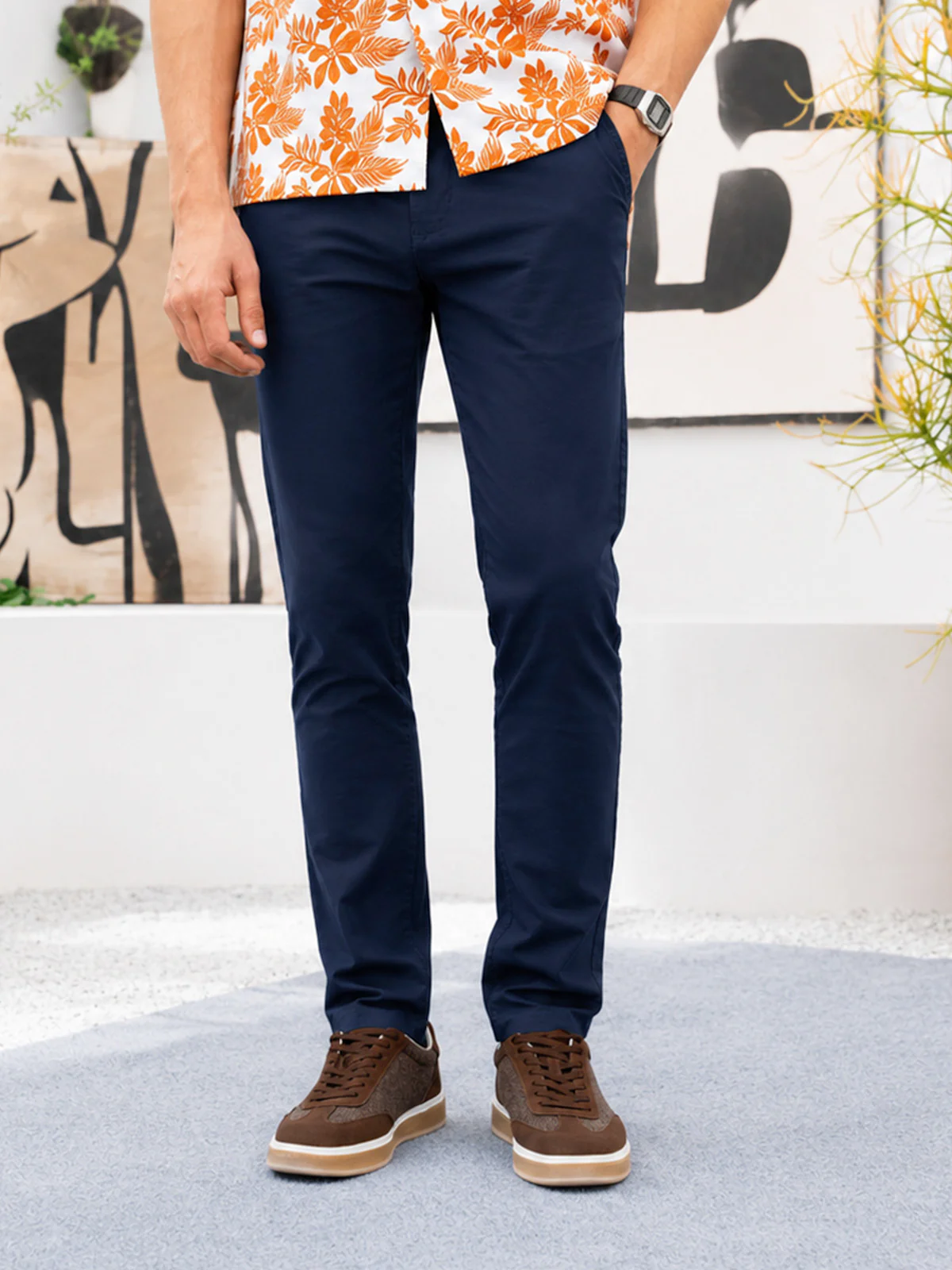 "KOHEN" Solid Slim Fit Twill Chino - Image 3