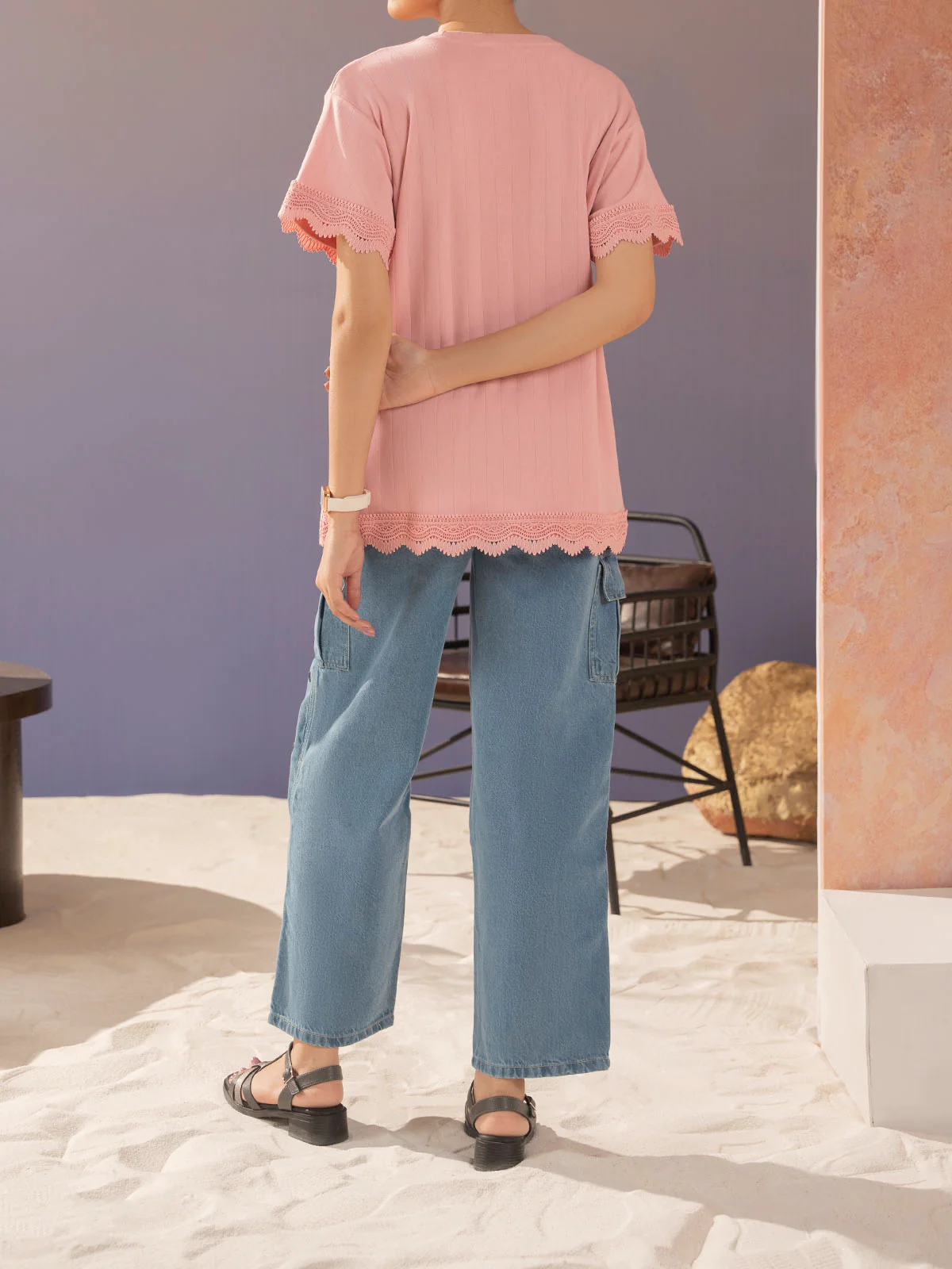"LESINA" Cropped Regular Fit T-Shirt - Image 6