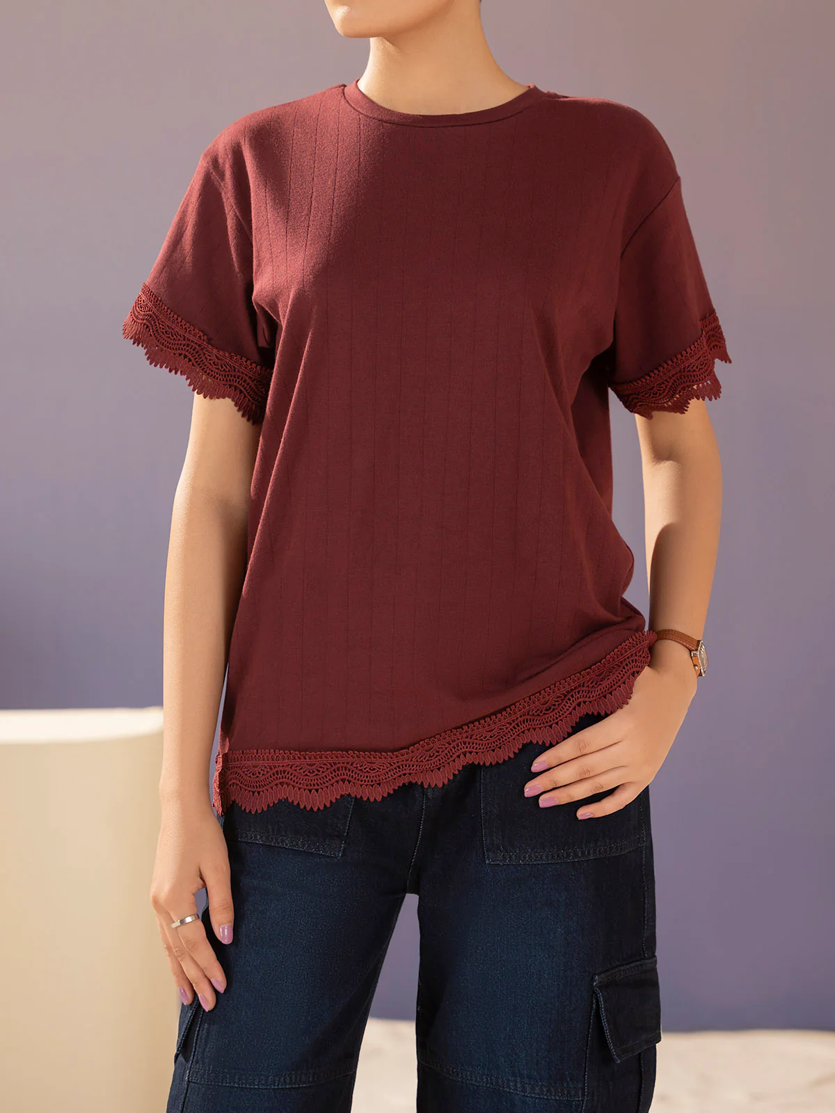 "LESINA" Cropped Regular Fit T-Shirt