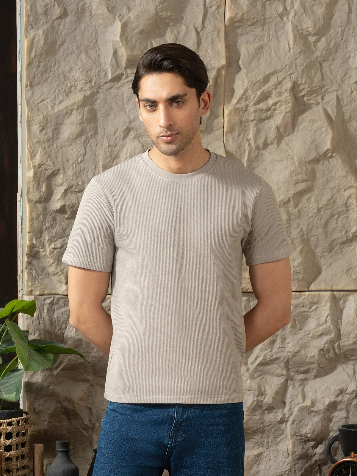 "LIYAH" Regular Fit Jacquard T-Shirt