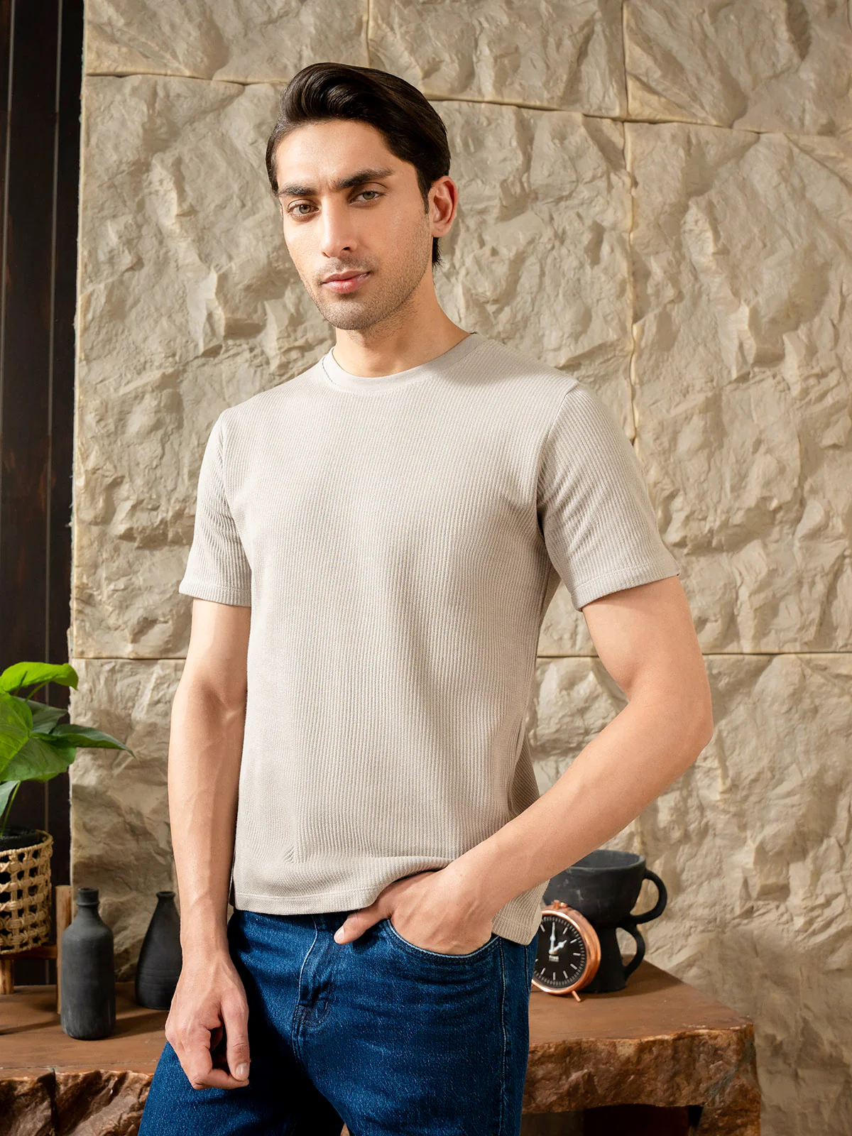 "LIYAH" Regular Fit Jacquard T-Shirt - Image 6