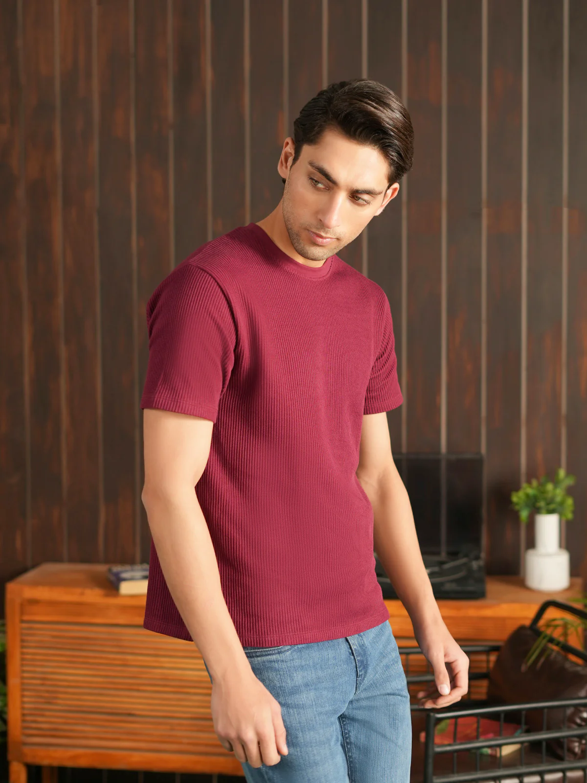 "LIYAH" Regular Fit Jacquard T-Shirt
