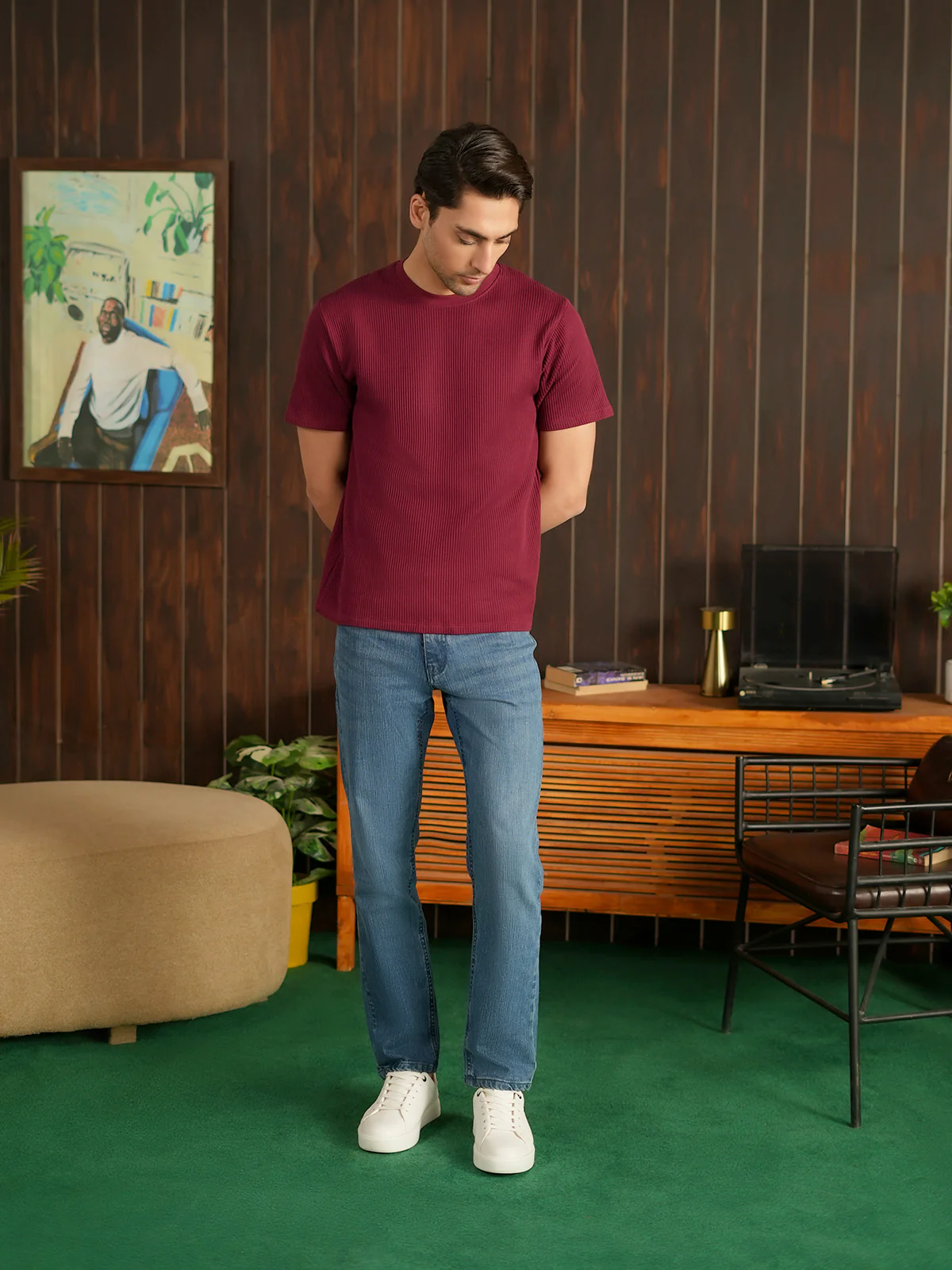 "LIYAH" Regular Fit Jacquard T-Shirt - Image 3