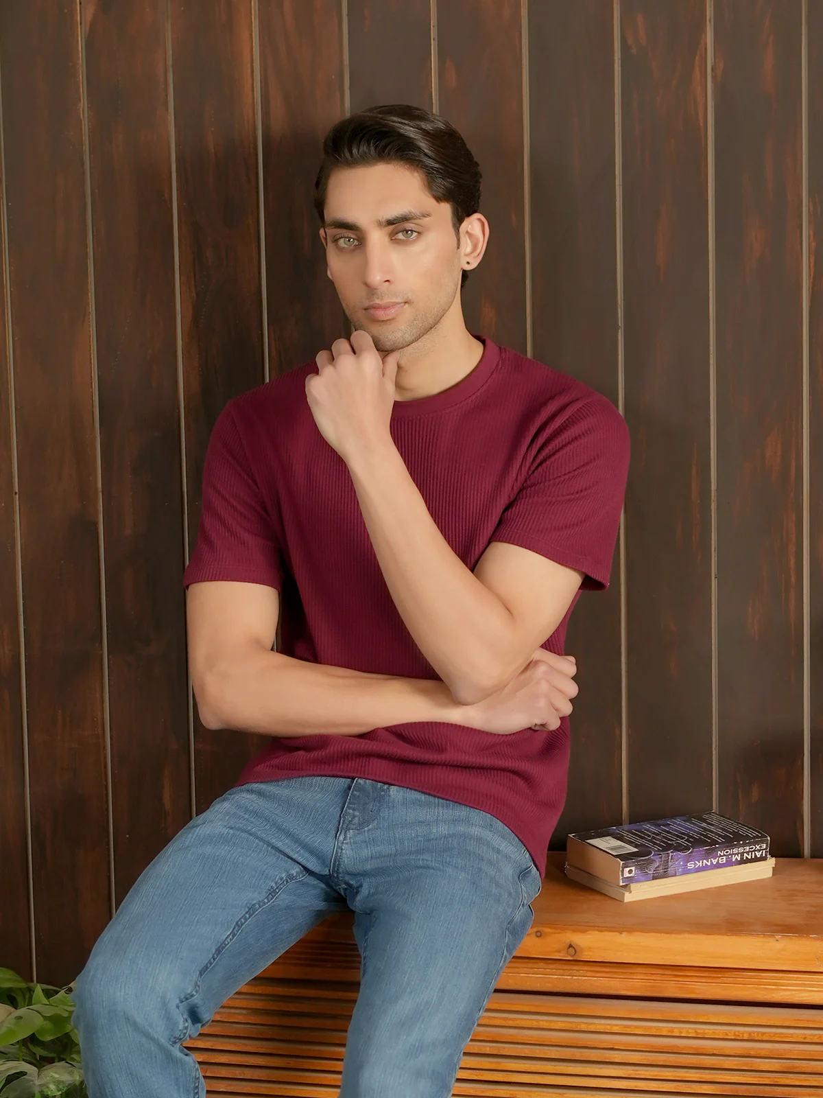 "LIYAH" Regular Fit Jacquard T-Shirt - Image 9